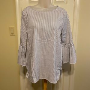Gibson -black/white striped tunic w/bell sleeves L